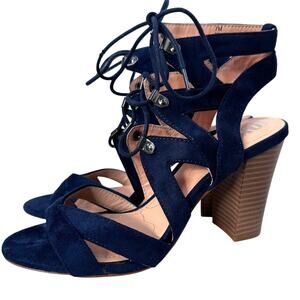 XOXO Soft Bennie Faux Suede Lace Up Gladiator Block Heel Sandals Sz: 7